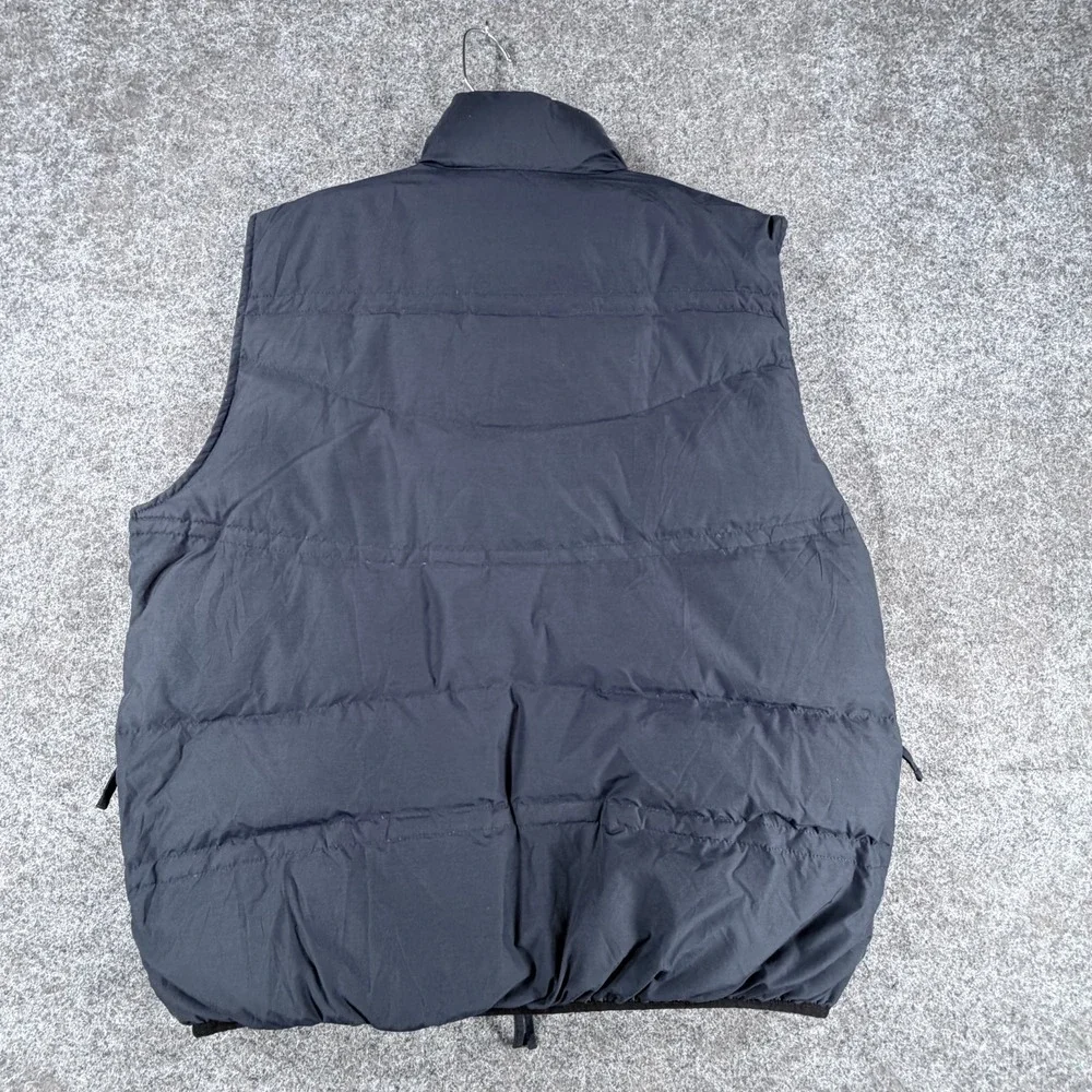Cremieux Reversible Puffer Down Vest Mens L Navy Green Striped Full Zip‎ Up